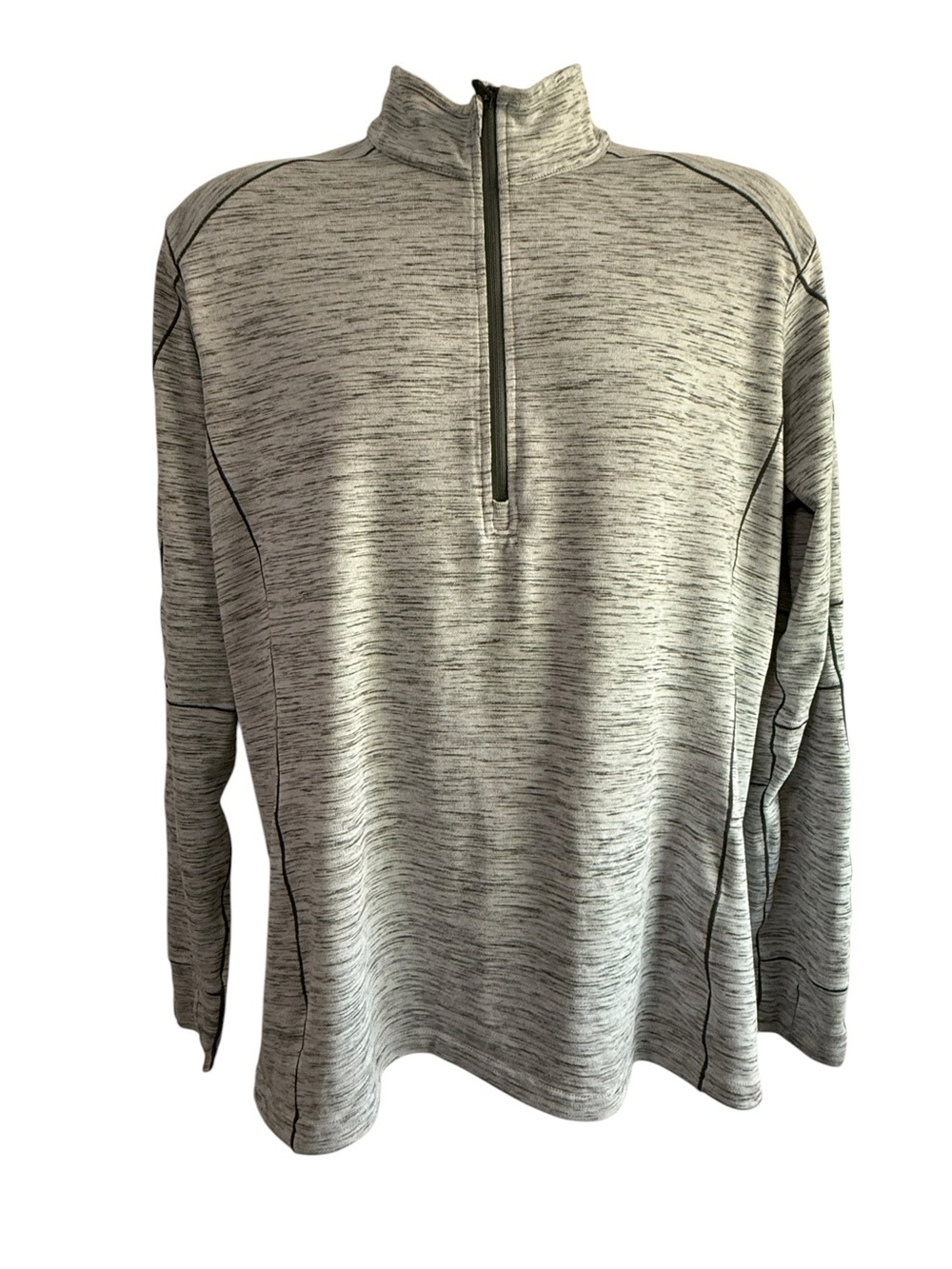 Kuhl Mens Gray Space Dye Quarter Zip Pullover Performance Sweater XL Thumbholes